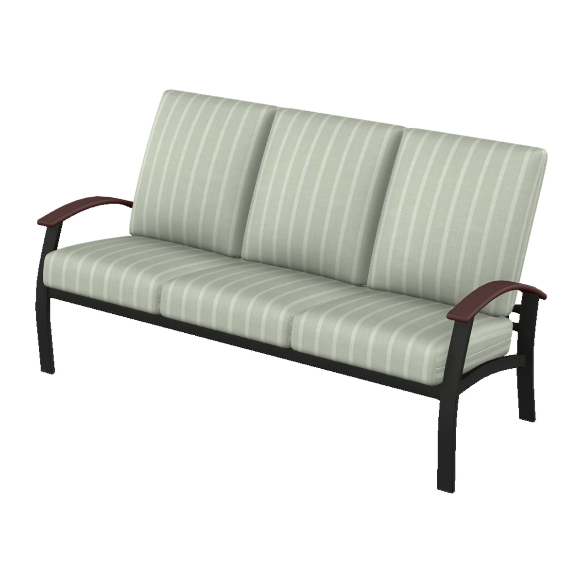 Belle Isle Cushion Sofa — Black PC / Cranberry Accents