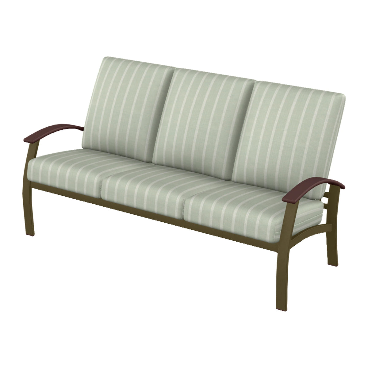 Belle Isle Cushion Sofa — Beachwood PC / Cranberry Accents