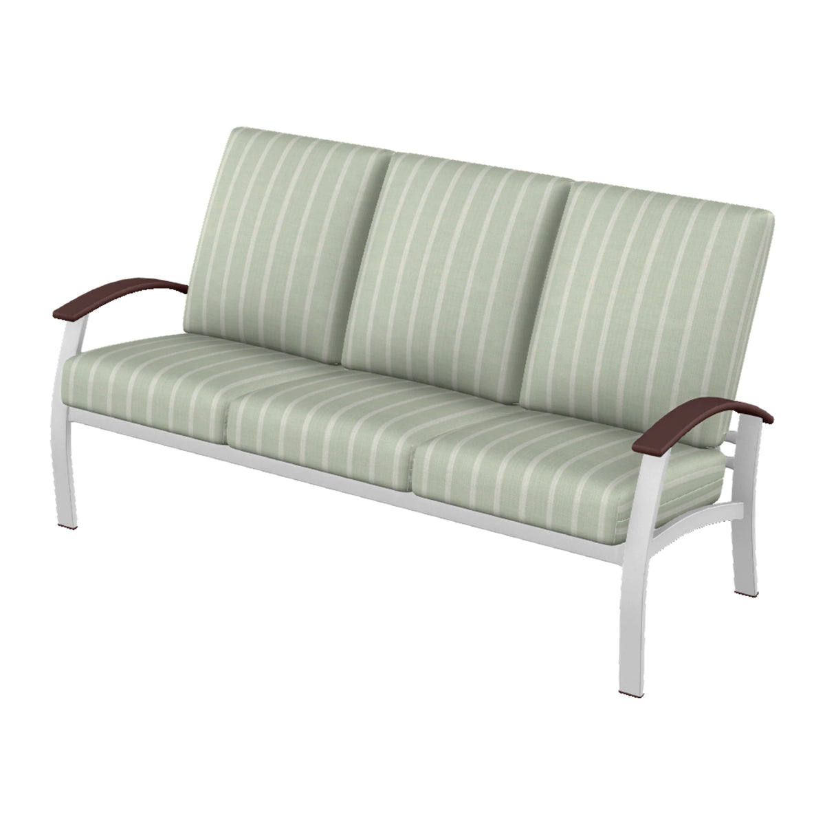 Belle Isle Cushion Sofa — White Txt PC / Cranberry Accents