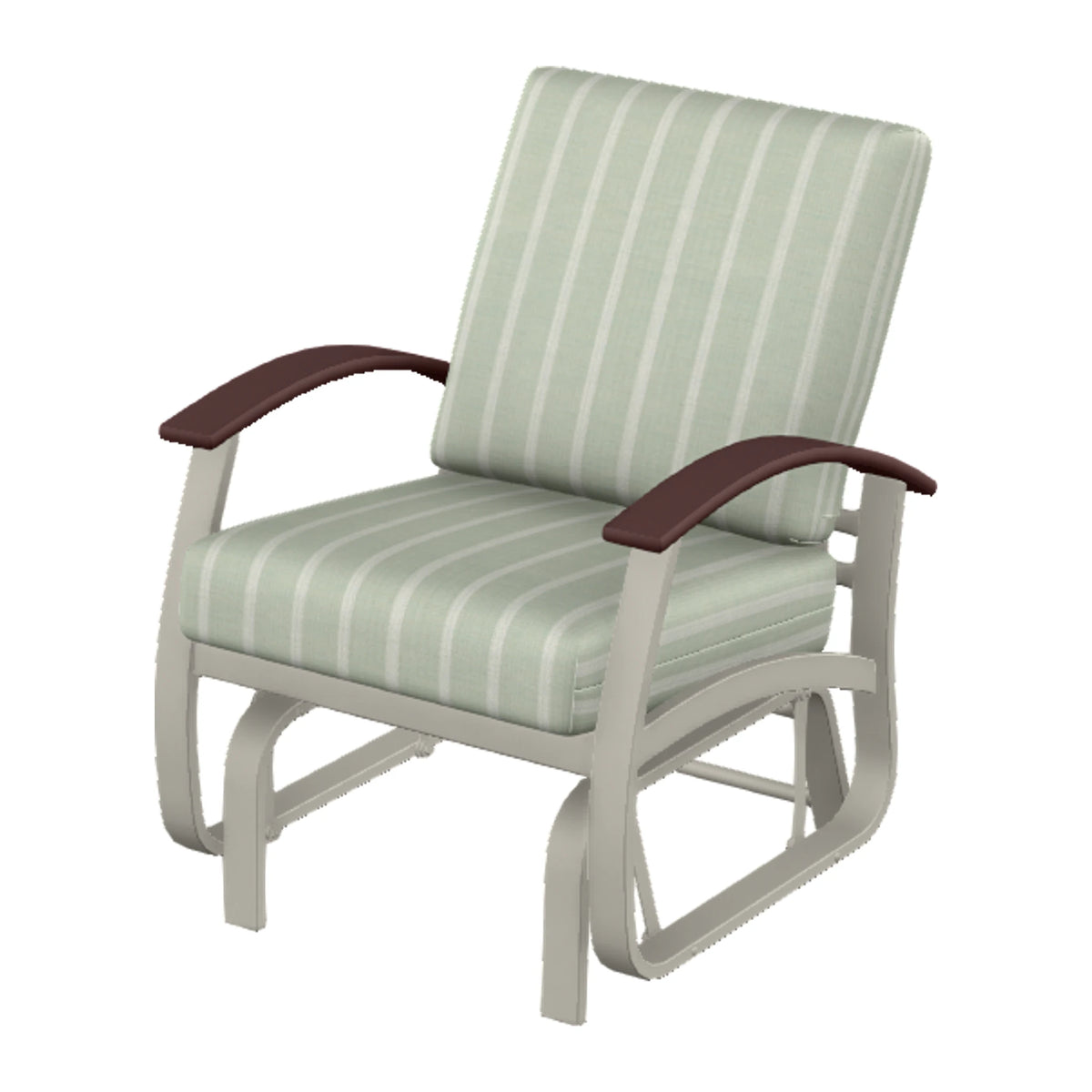 Belle Isle Cushion Single-Seat Glider — Warm Grey PC / Cranberry Accents