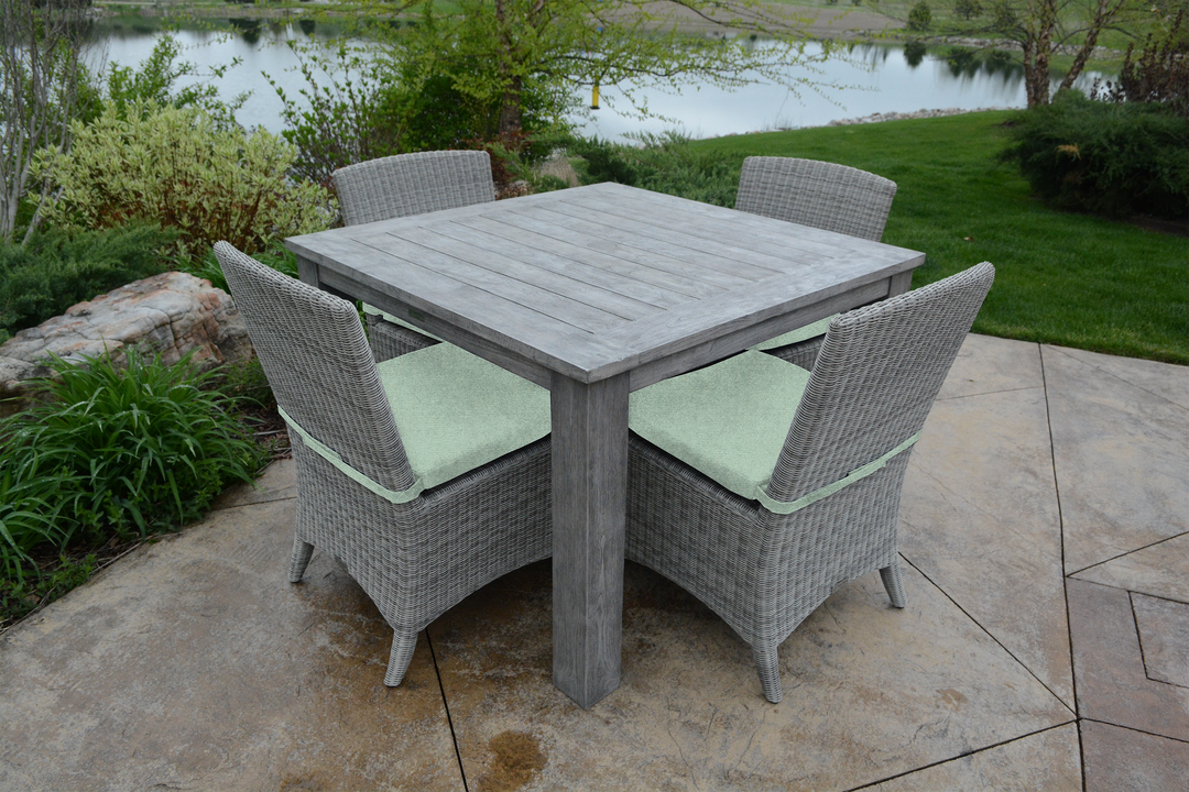 Three Birds 44" Square Dining Set w/ Gray Bella Chairs