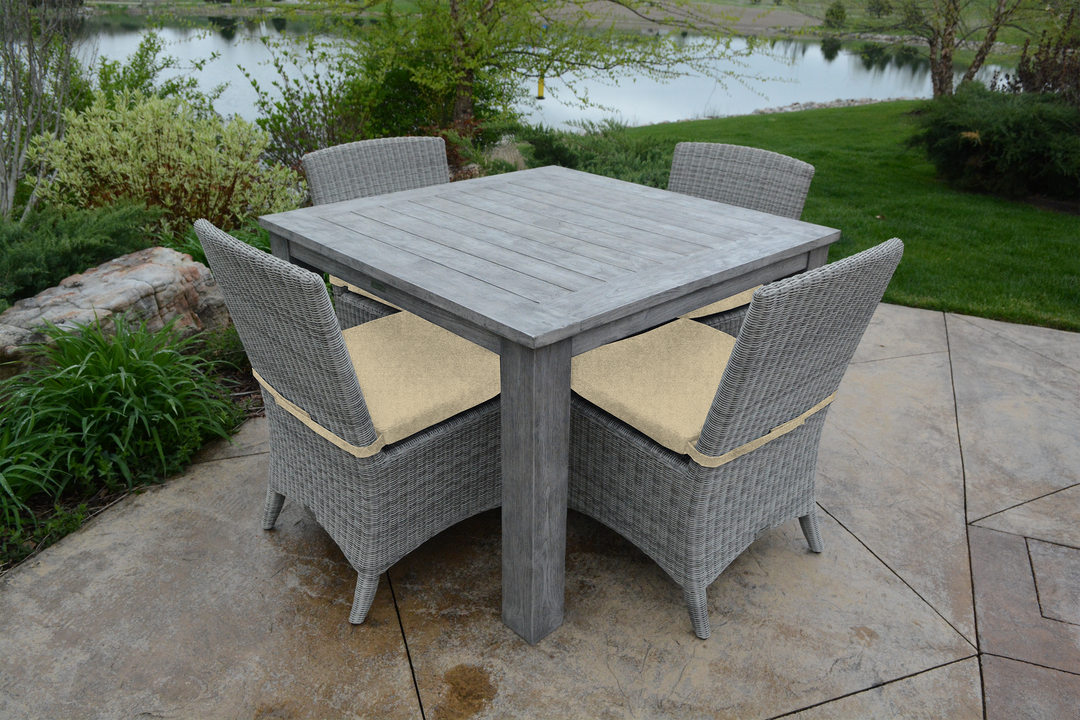 Three Birds 44" Square Dining Set w/ Gray Bella Chairs