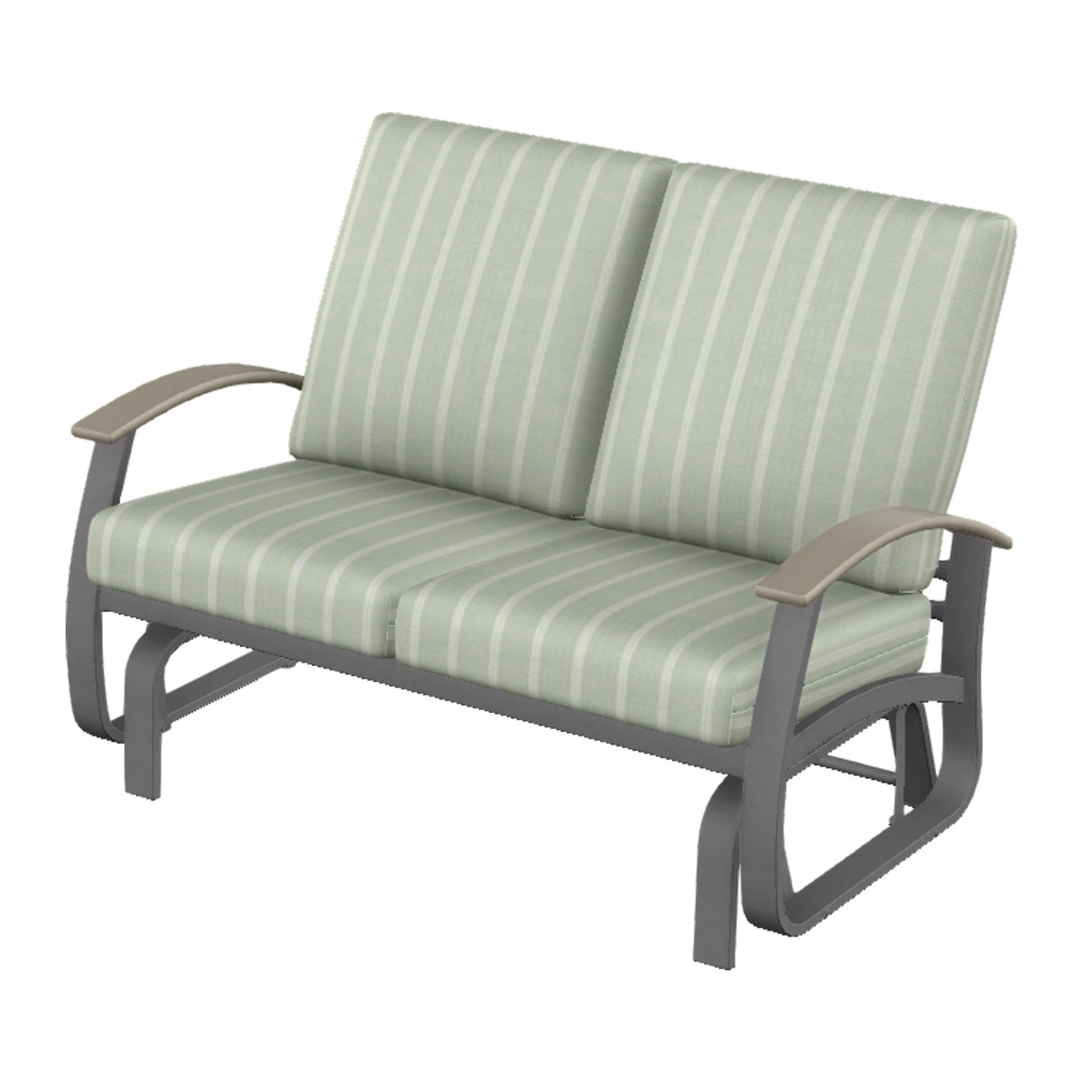 Belle Isle Cushion Loveseat Glider — Graphite Txt PC / Storm Accents
