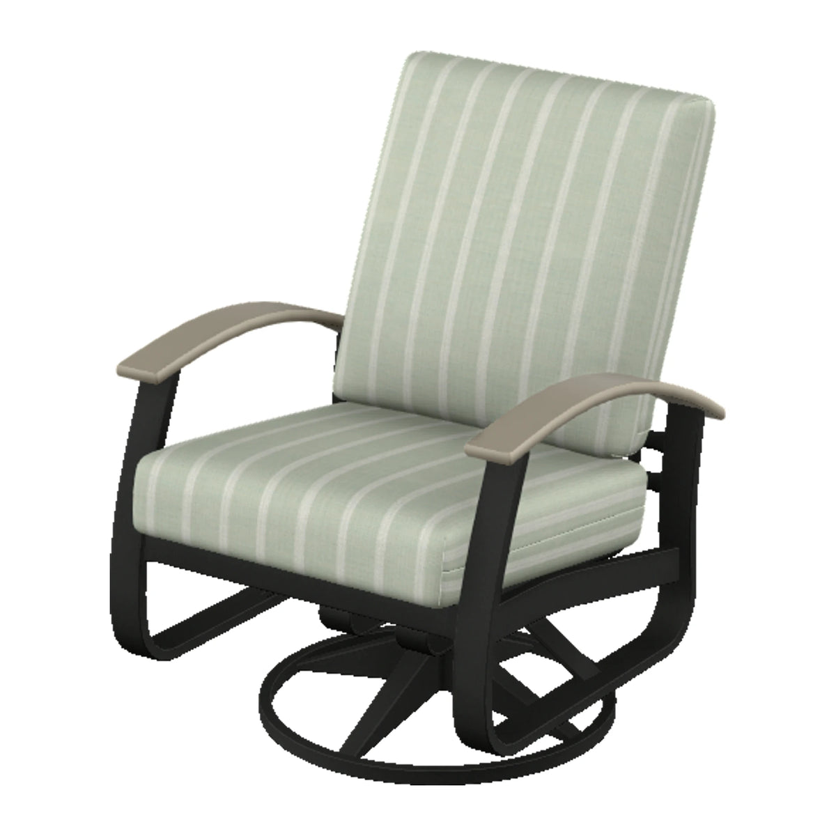 Belle Isle Cushion Swivel Rocker — Black PC / Storm Accents