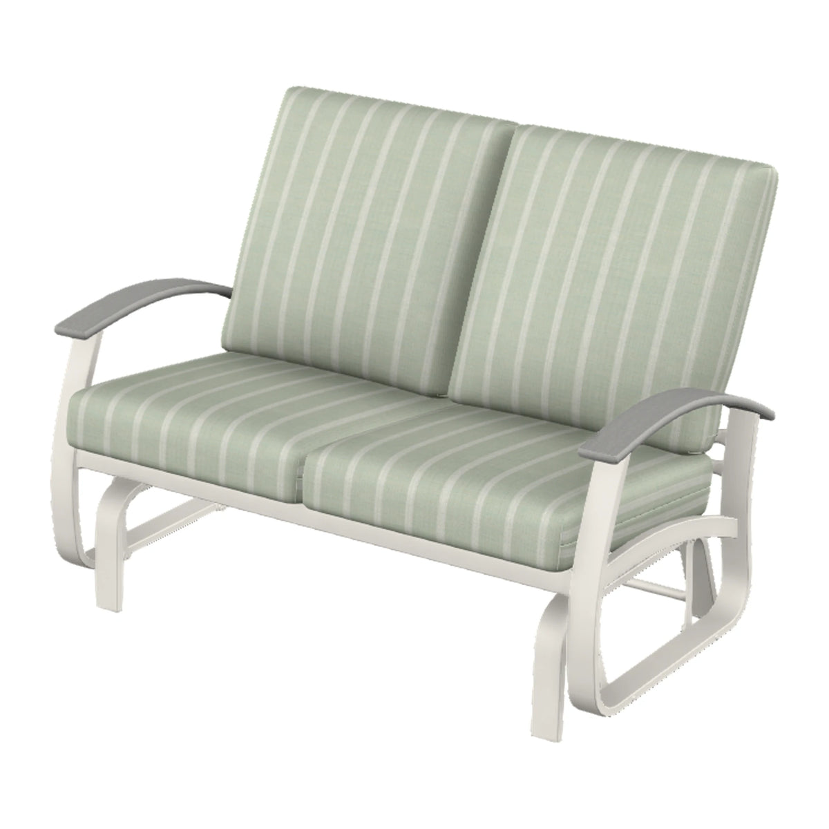 Belle Isle Cushion Loveseat Glider — Snow PC / Cape Grey Accents