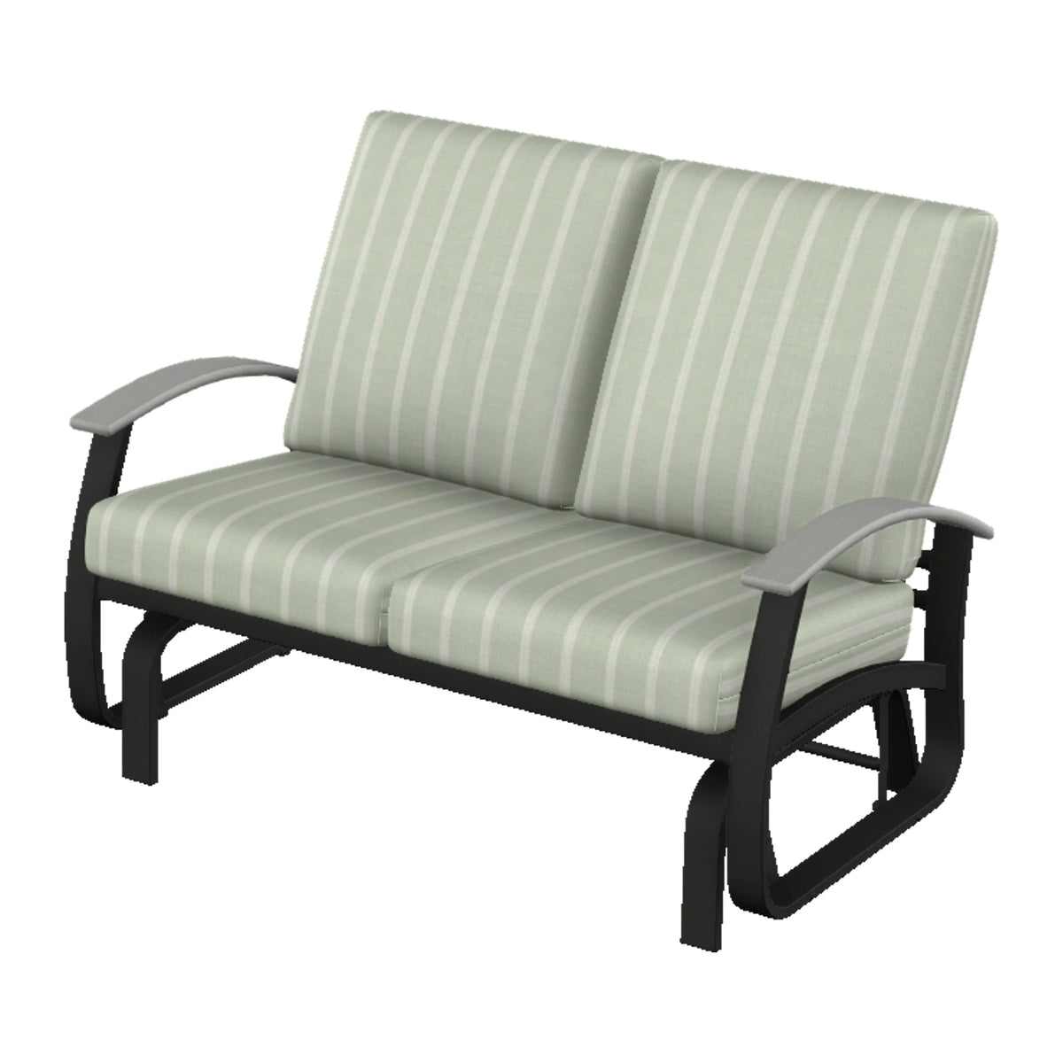 Belle Isle Cushion Loveseat Glider — Black PC / Cape Grey Accents