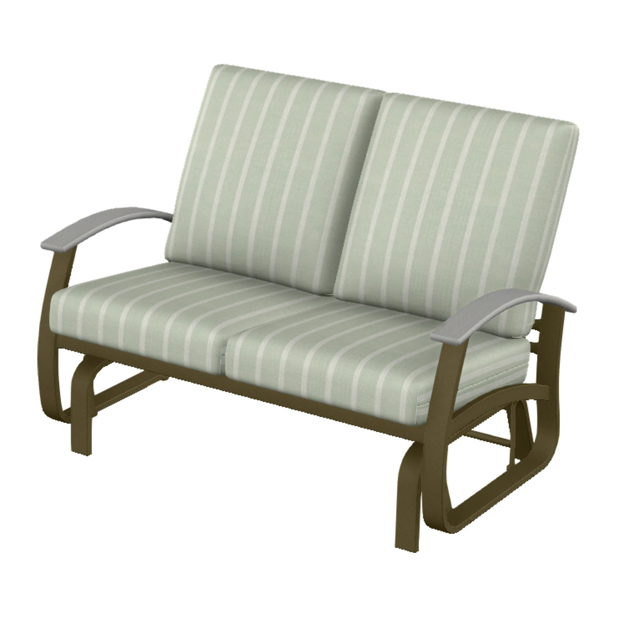 Belle Isle Cushion Loveseat Glider — Beachwood PC / Cape Grey Accents