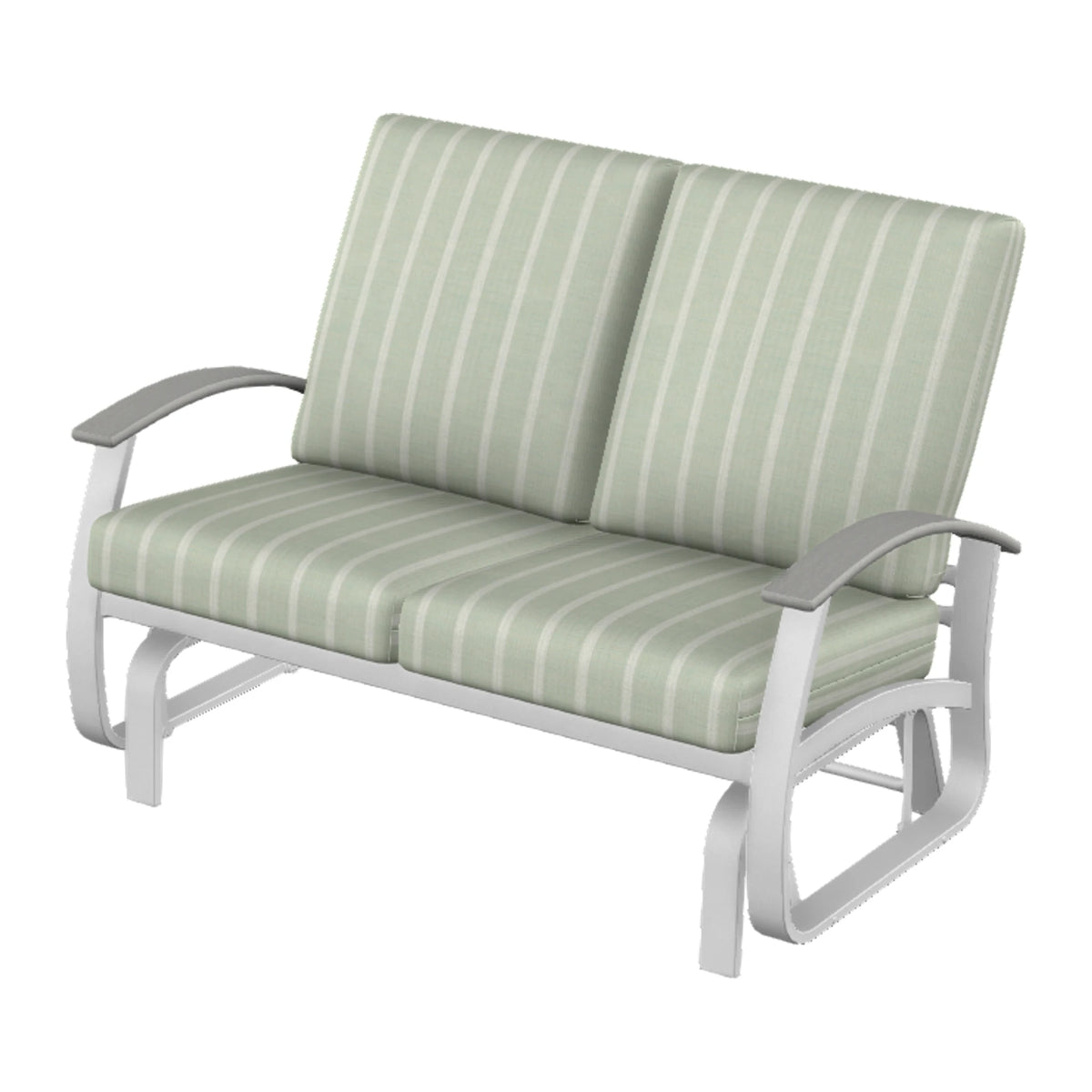 Belle Isle Cushion Loveseat Glider — White Txt PC / Cape Grey Accents