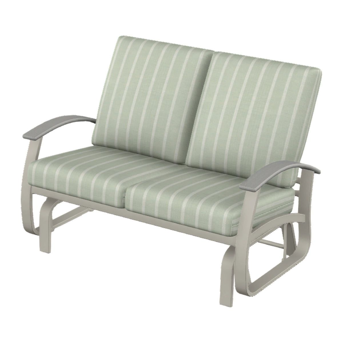 Belle Isle Cushion Loveseat Glider — Warm Grey PC / Cape Grey Accents
