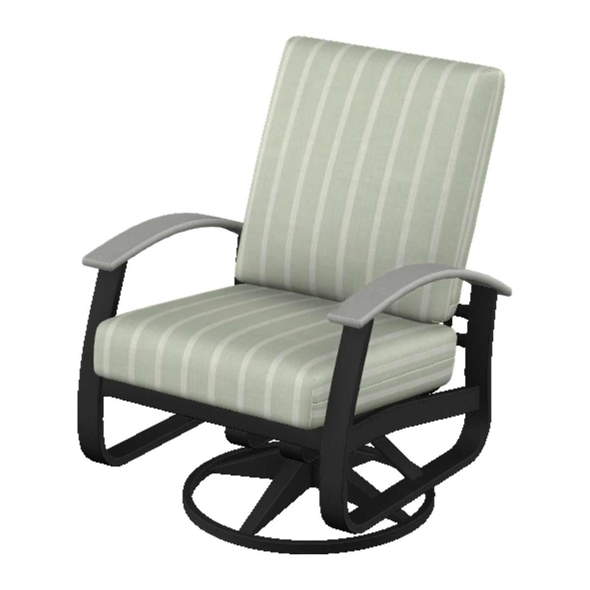 Belle Isle Cushion Swivel Rocker — Black PC / Cape Grey Accents