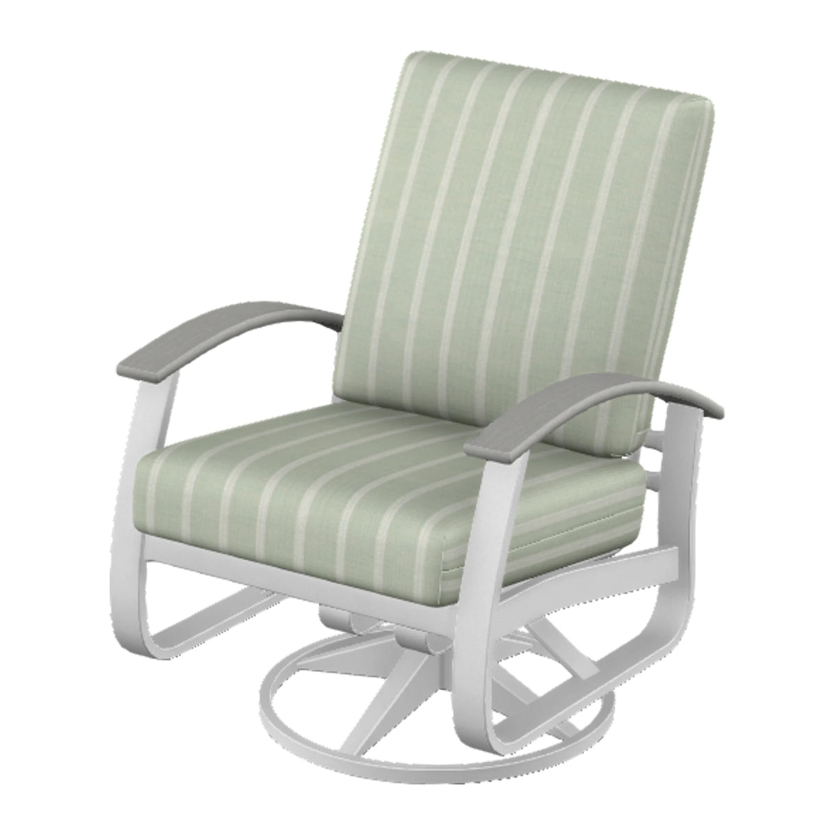 Belle Isle Cushion Swivel Rocker — White Txt PC / Cape Grey Accents