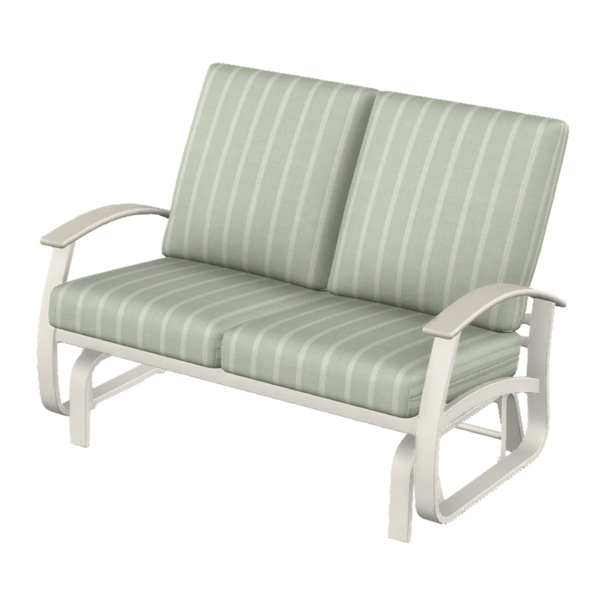 Belle Isle Cushion Loveseat Glider — Snow PC / Laguna Accents