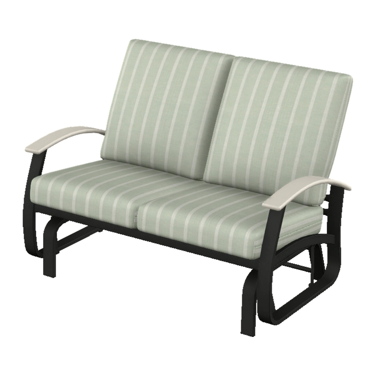 Belle Isle Cushion Loveseat Glider — Black PC / Laguna Accents