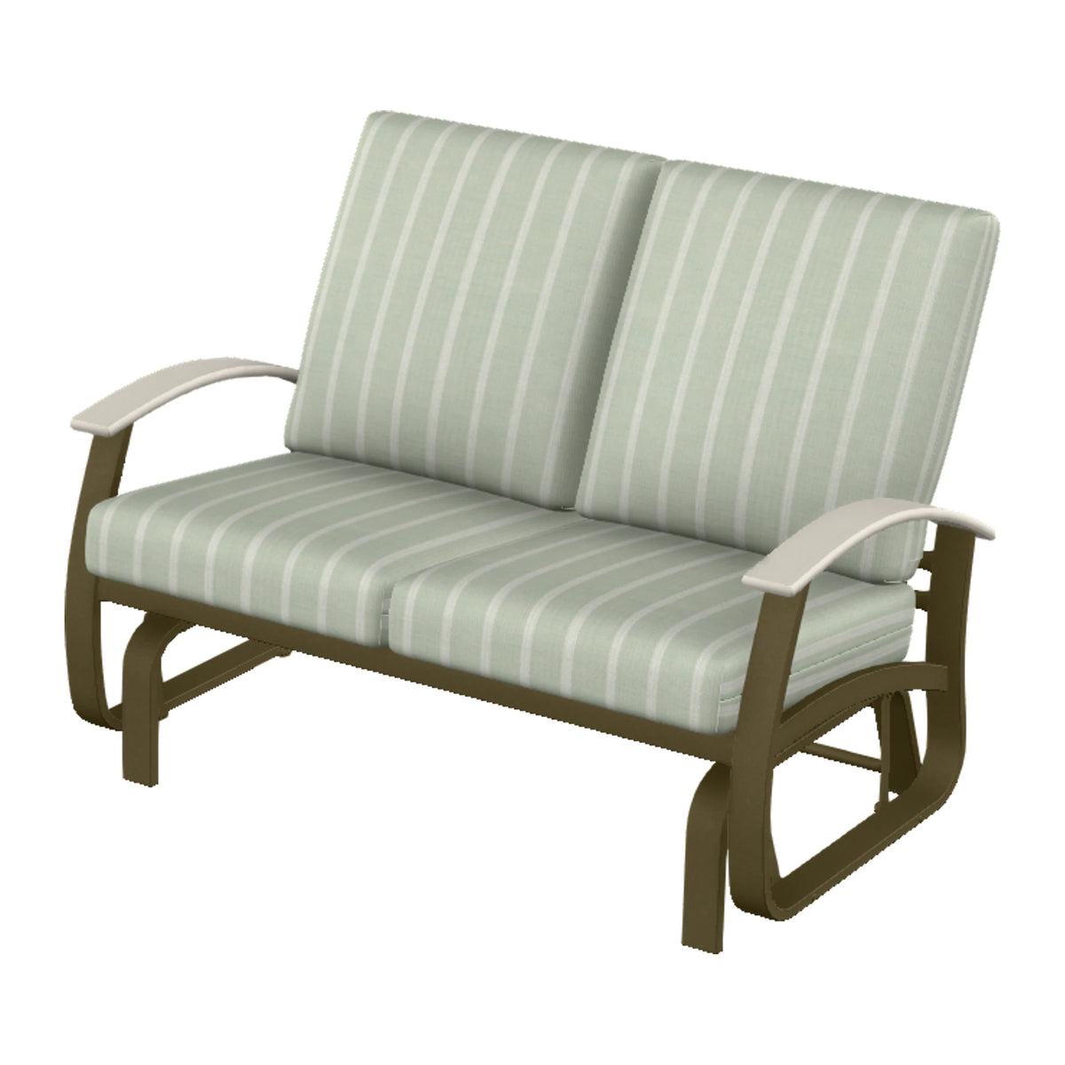 Belle Isle Cushion Loveseat Glider — Beachwood PC / Laguna Accents