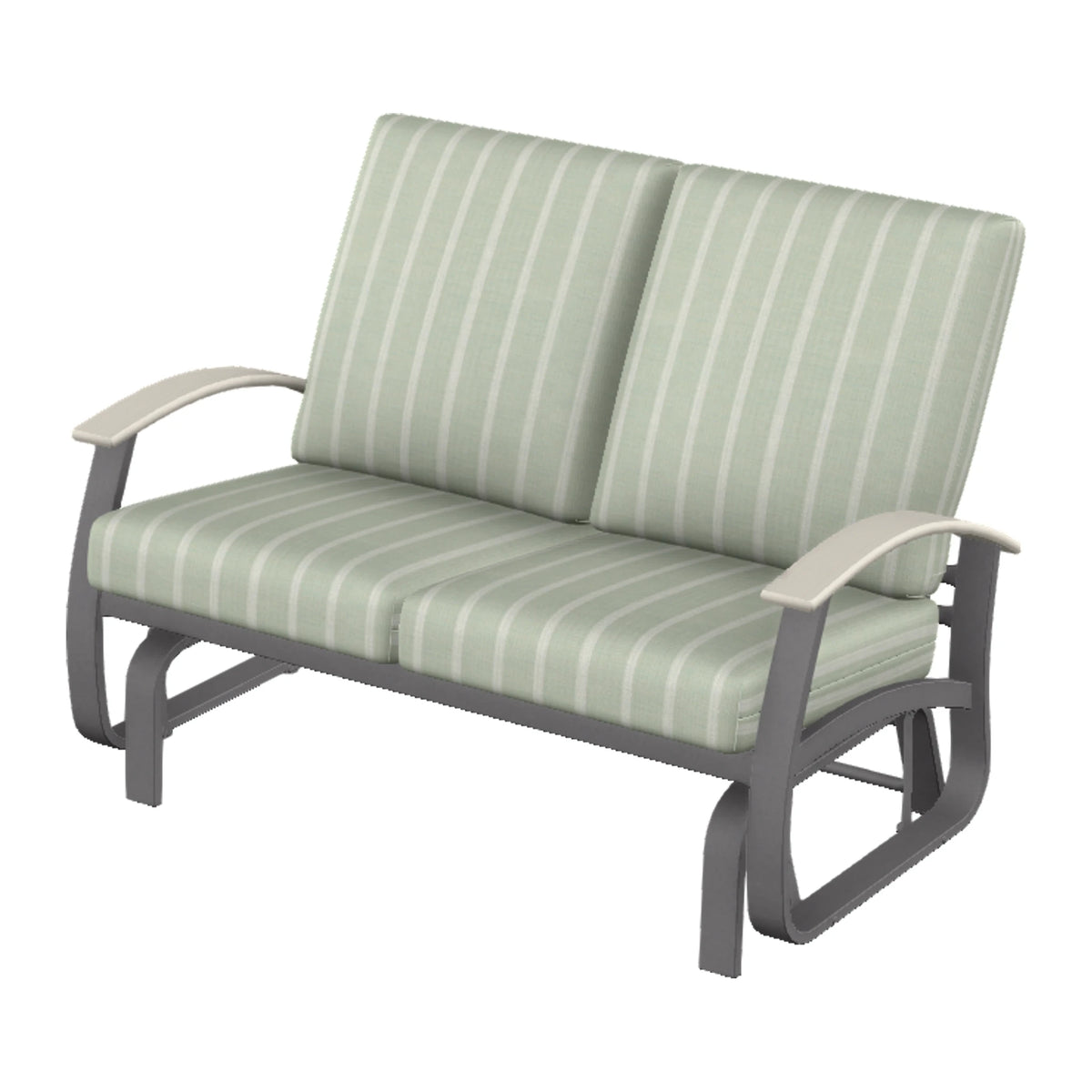 Belle Isle Cushion Loveseat Glider — Graphite Txt PC / Laguna Accents