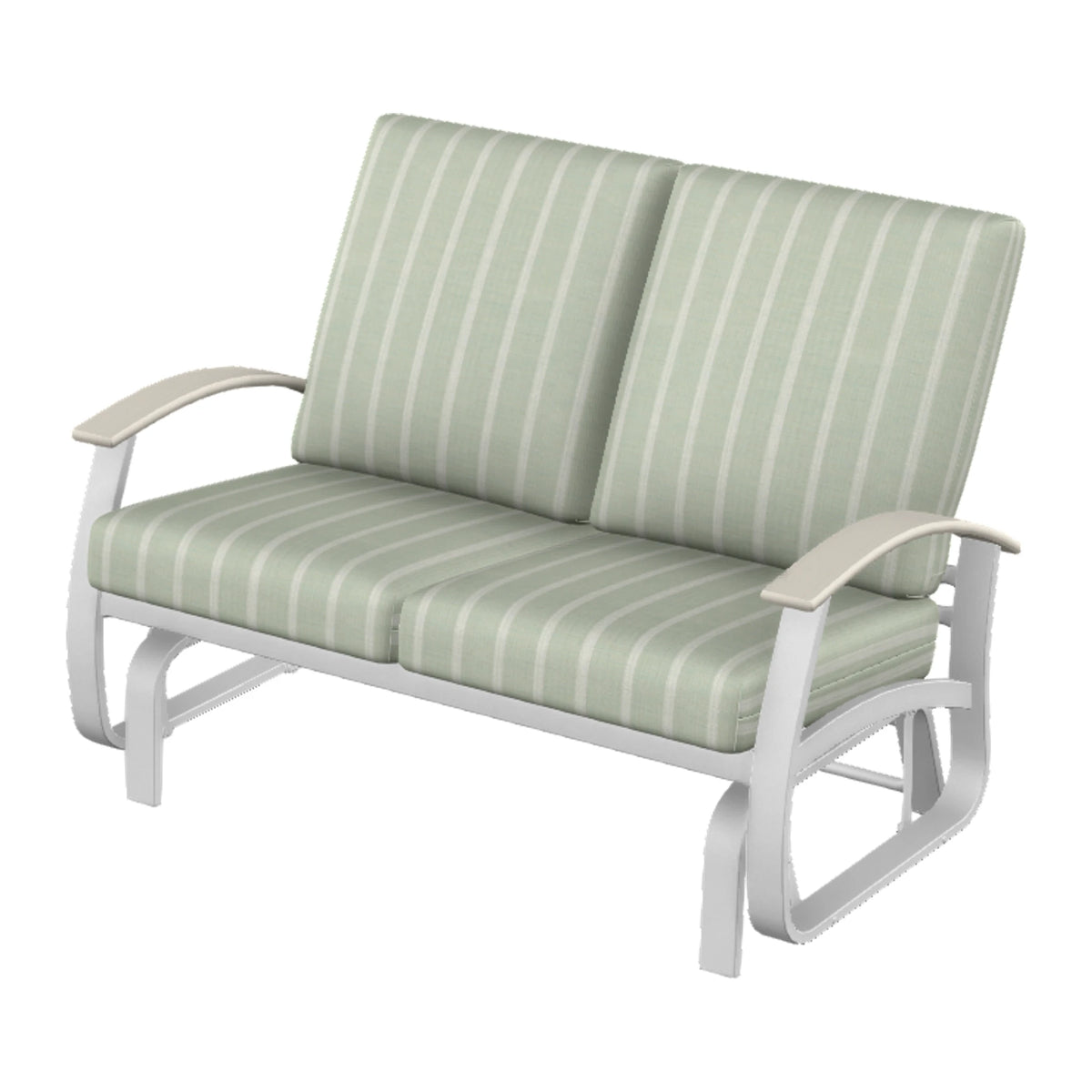 Belle Isle Cushion Loveseat Glider — White Txt PC / Laguna Accents