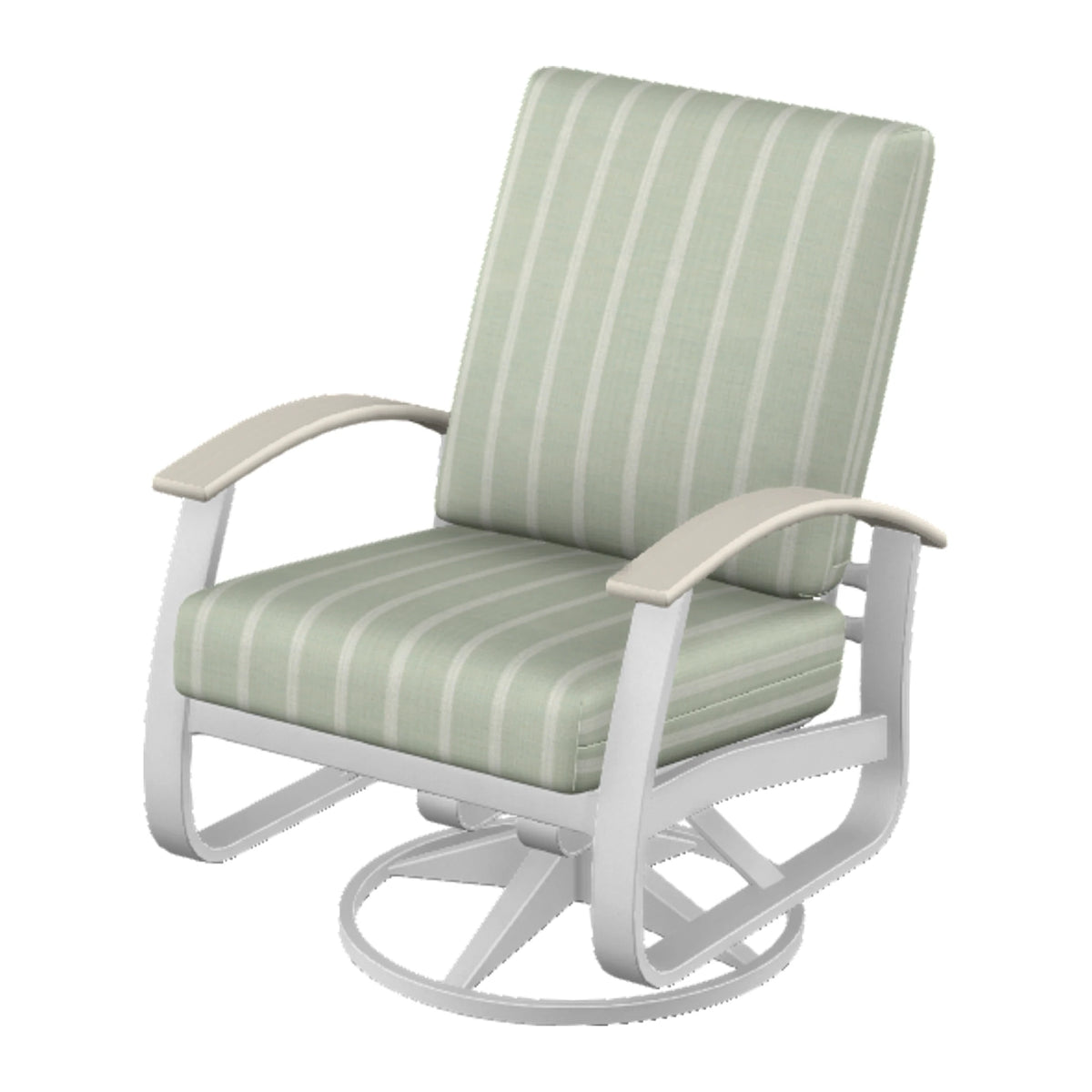 Belle Isle Cushion Swivel Rocker — White Txt PC / Laguna Accents