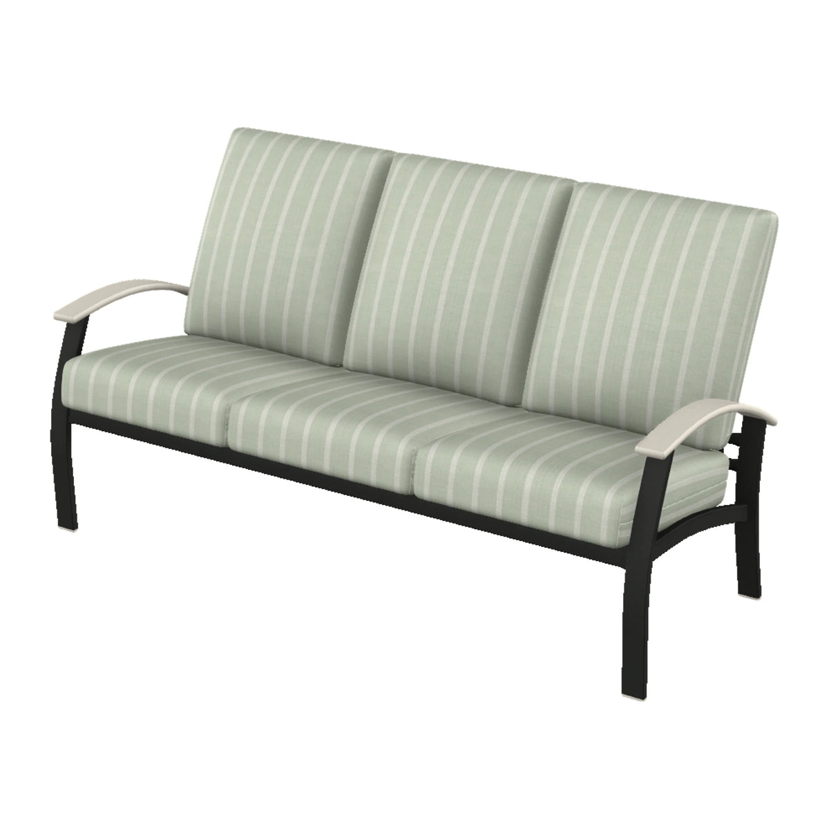 Belle Isle Cushion Sofa — Black PC / Laguna Accents