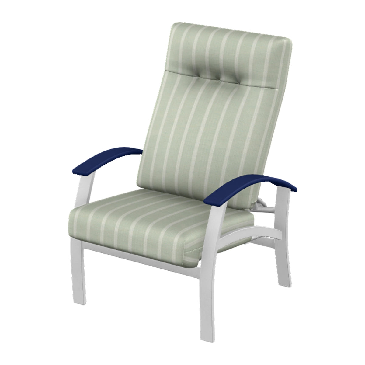 Belle Isle Cushion Supreme Height Adjustable Armchair — White Txt PC / Navy Accents