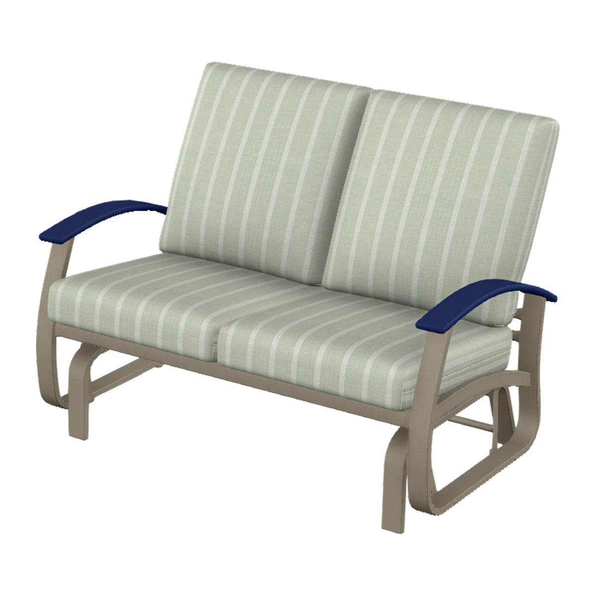 Belle Isle Cushion Loveseat Glider — Storm PC / Navy Accents
