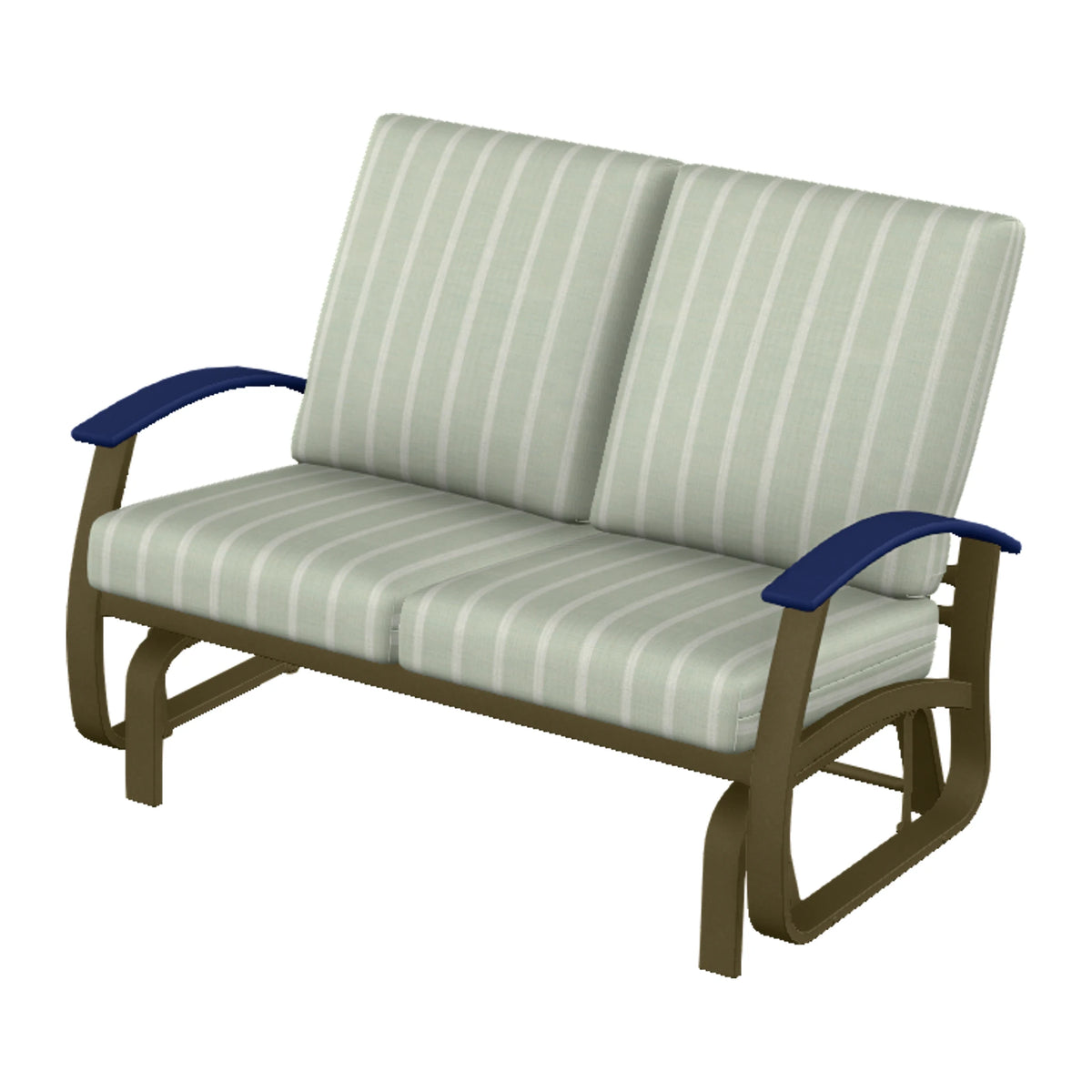 Belle Isle Cushion Loveseat Glider — Beachwood PC / Navy Accents