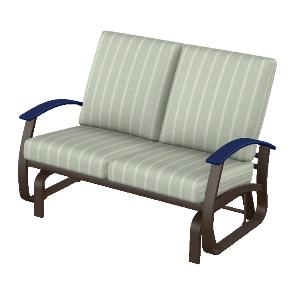 Belle Isle Cushion Loveseat Glider — Kona PC / Navy Accents
