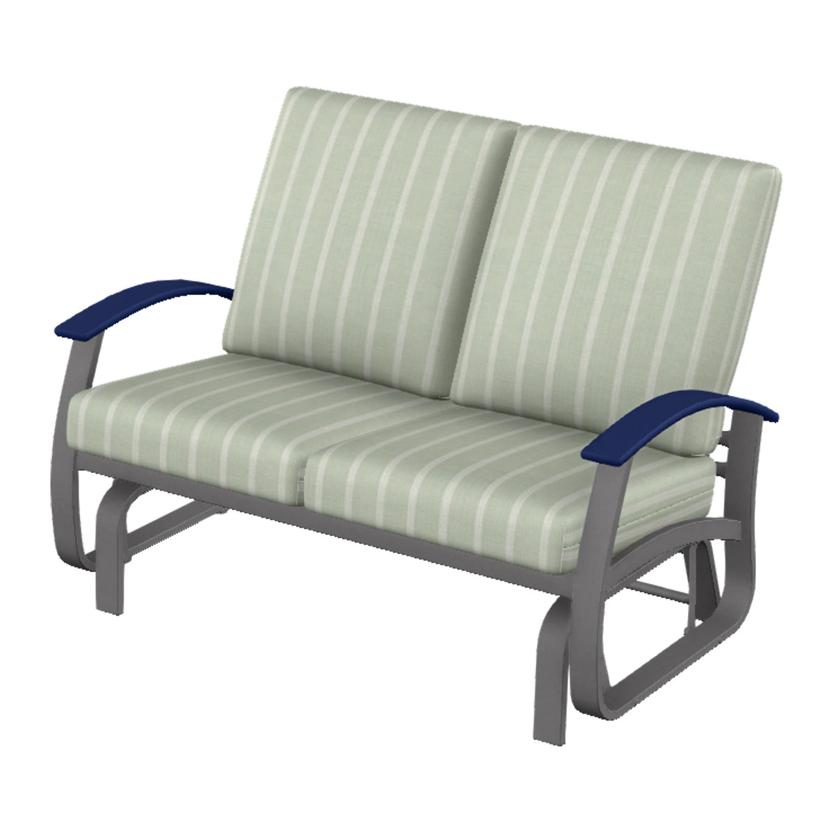 Belle Isle Cushion Loveseat Glider — Graphite Txt PC / Navy Accents