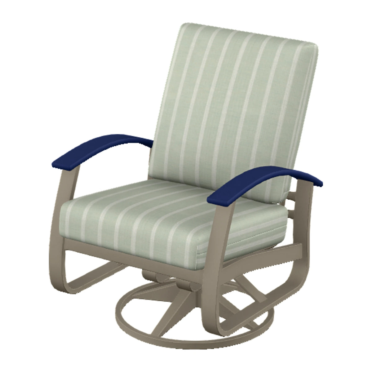 Belle Isle Cushion Swivel Rocker — Storm PC / Navy Accents