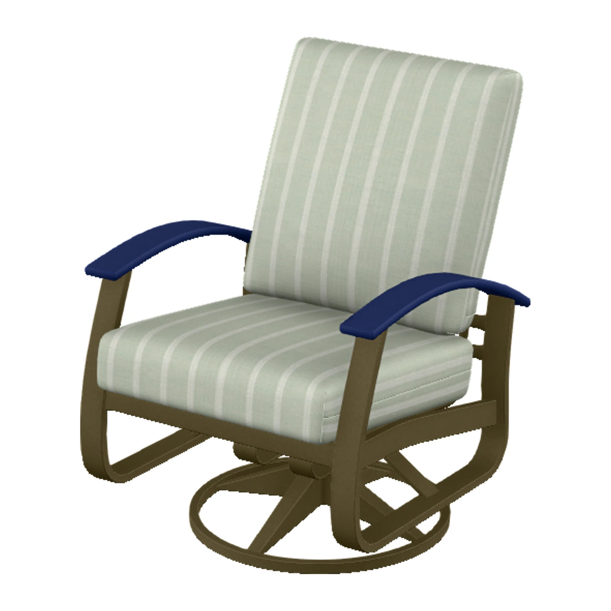 Belle Isle Cushion Swivel Rocker — Beachwood PC / Navy Accents
