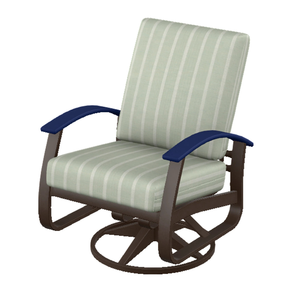 Belle Isle Cushion Swivel Rocker — Kona PC / Navy Accents