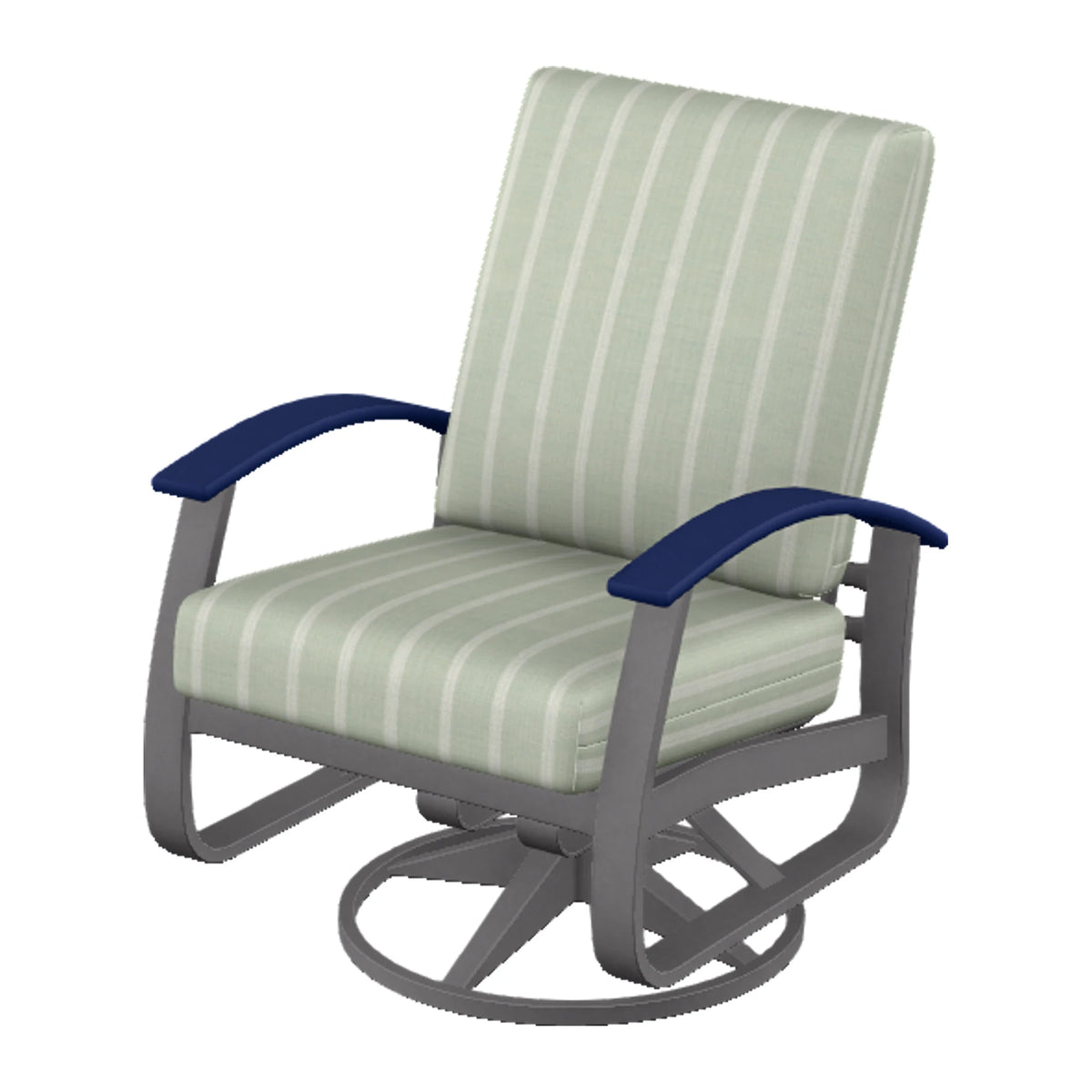 Belle Isle Cushion Swivel Rocker — Graphite Txt PC / Navy Accents
