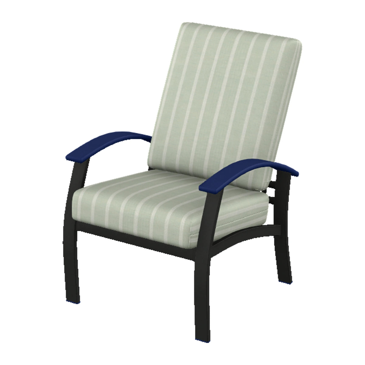 Belle Isle Cushion Armchair — Black PC / Navy Accents