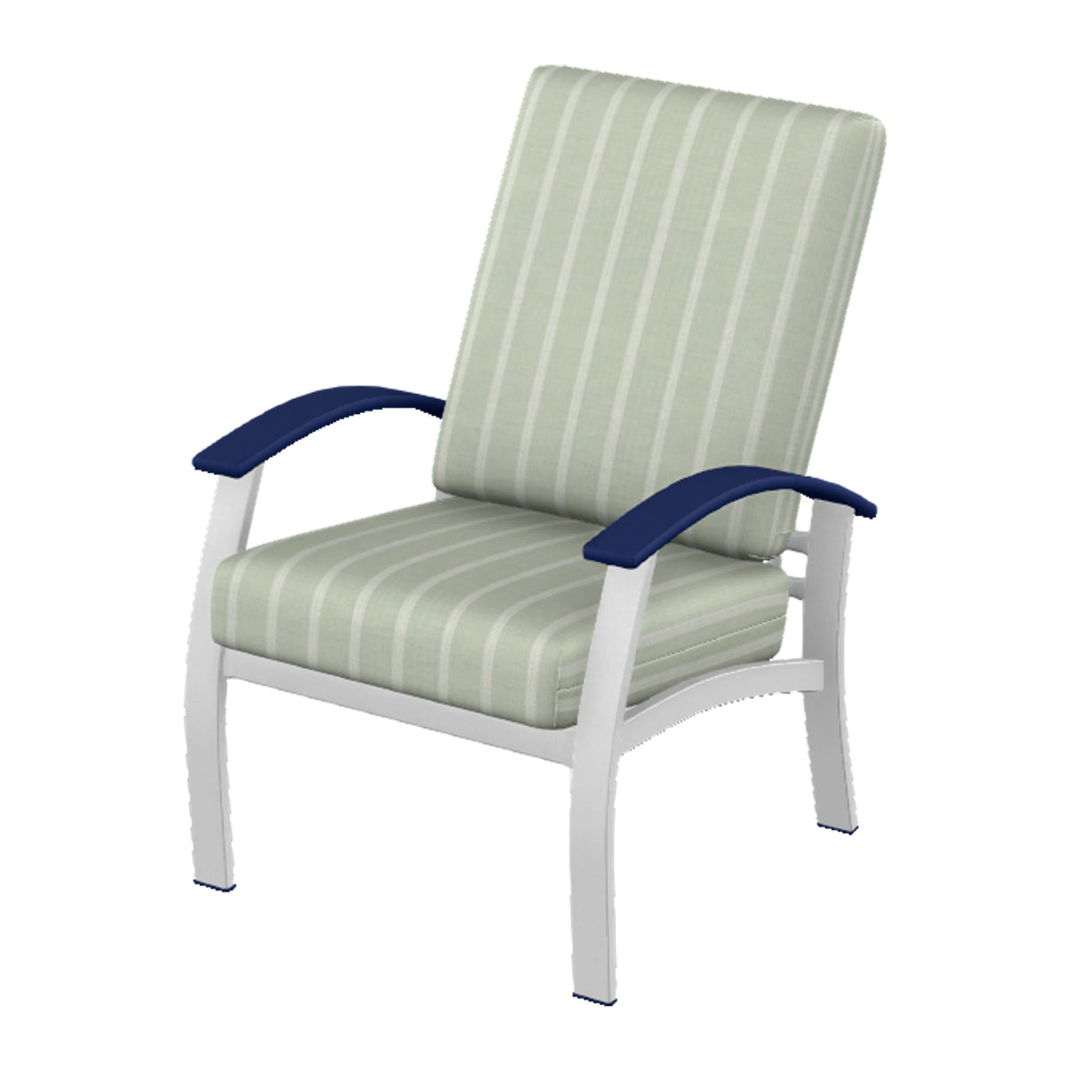 Belle Isle Cushion Armchair — White Txt PC / Navy Accents