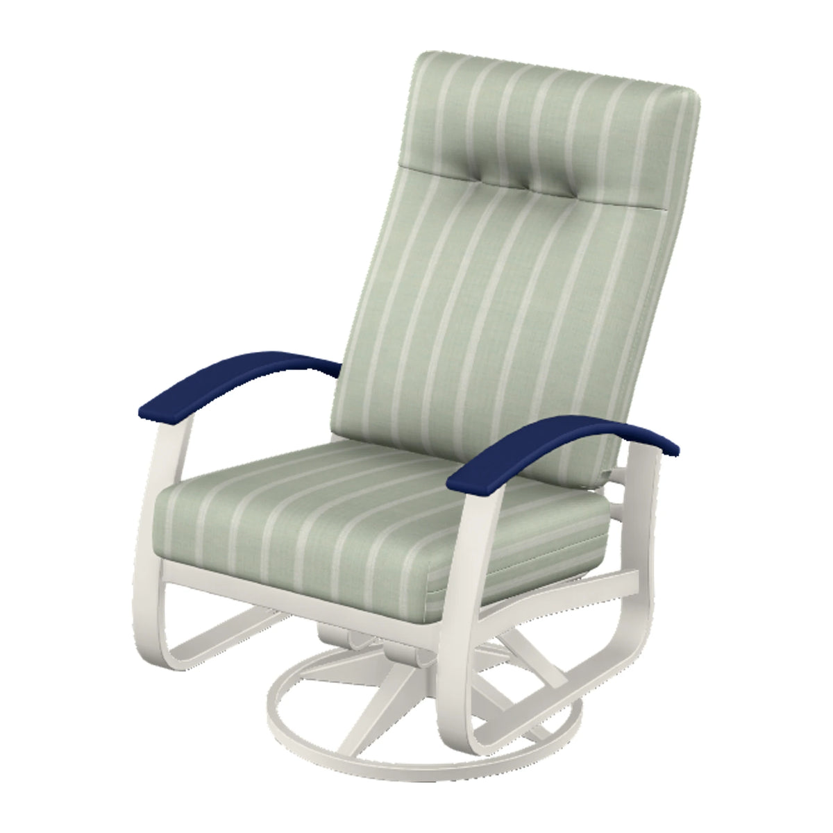Belle Isle Cushion Supreme Height Swivel Rocker — Snow PC / Navy Accents