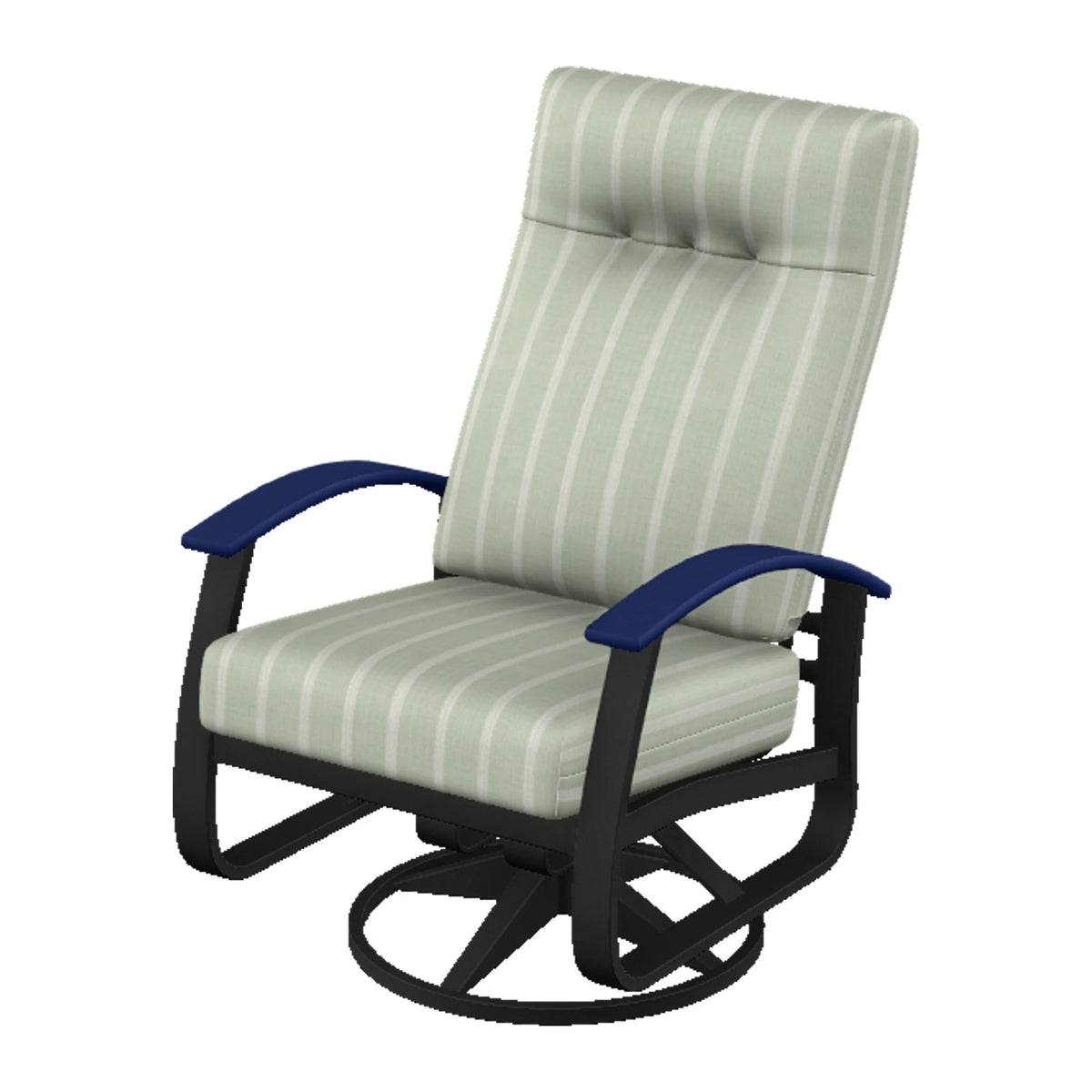 Belle Isle Cushion Supreme Height Swivel Rocker — Black PC / Navy Accents