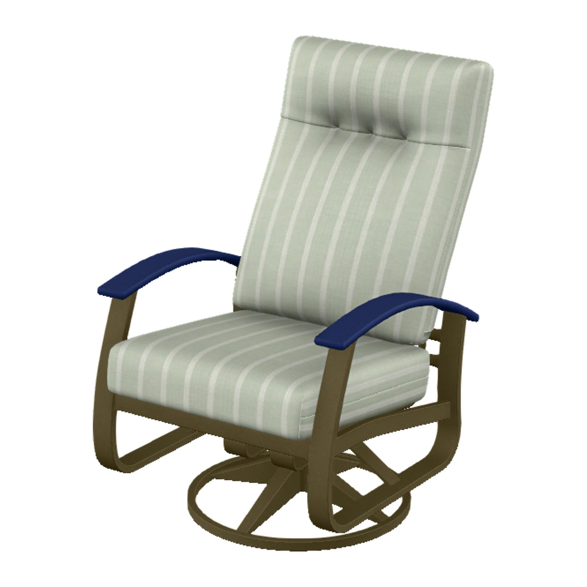 Belle Isle Cushion Supreme Height Swivel Rocker — Beachwood PC / Navy Accents