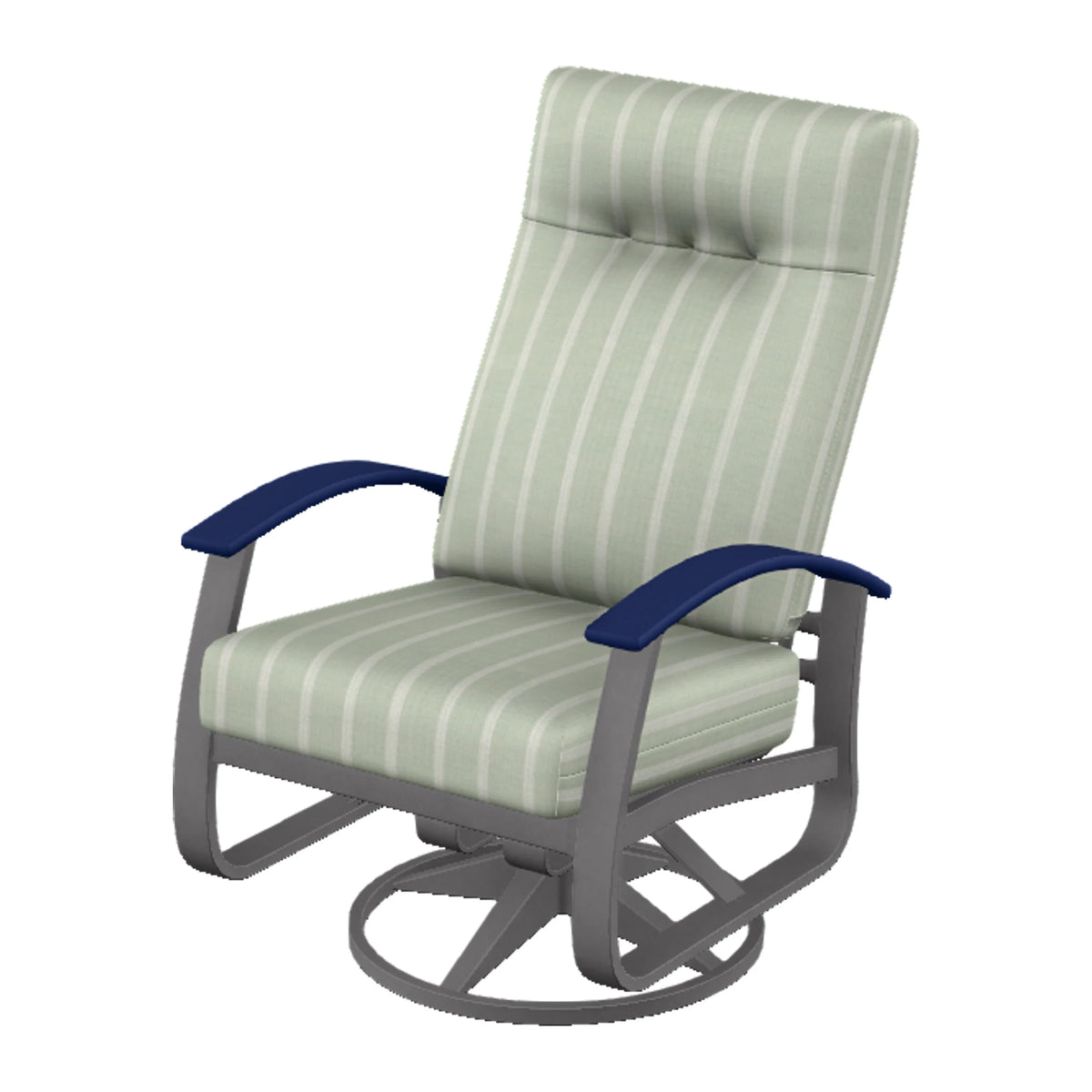 Belle Isle Cushion Supreme Height Swivel Rocker — Graphite Txt PC / Navy Accents
