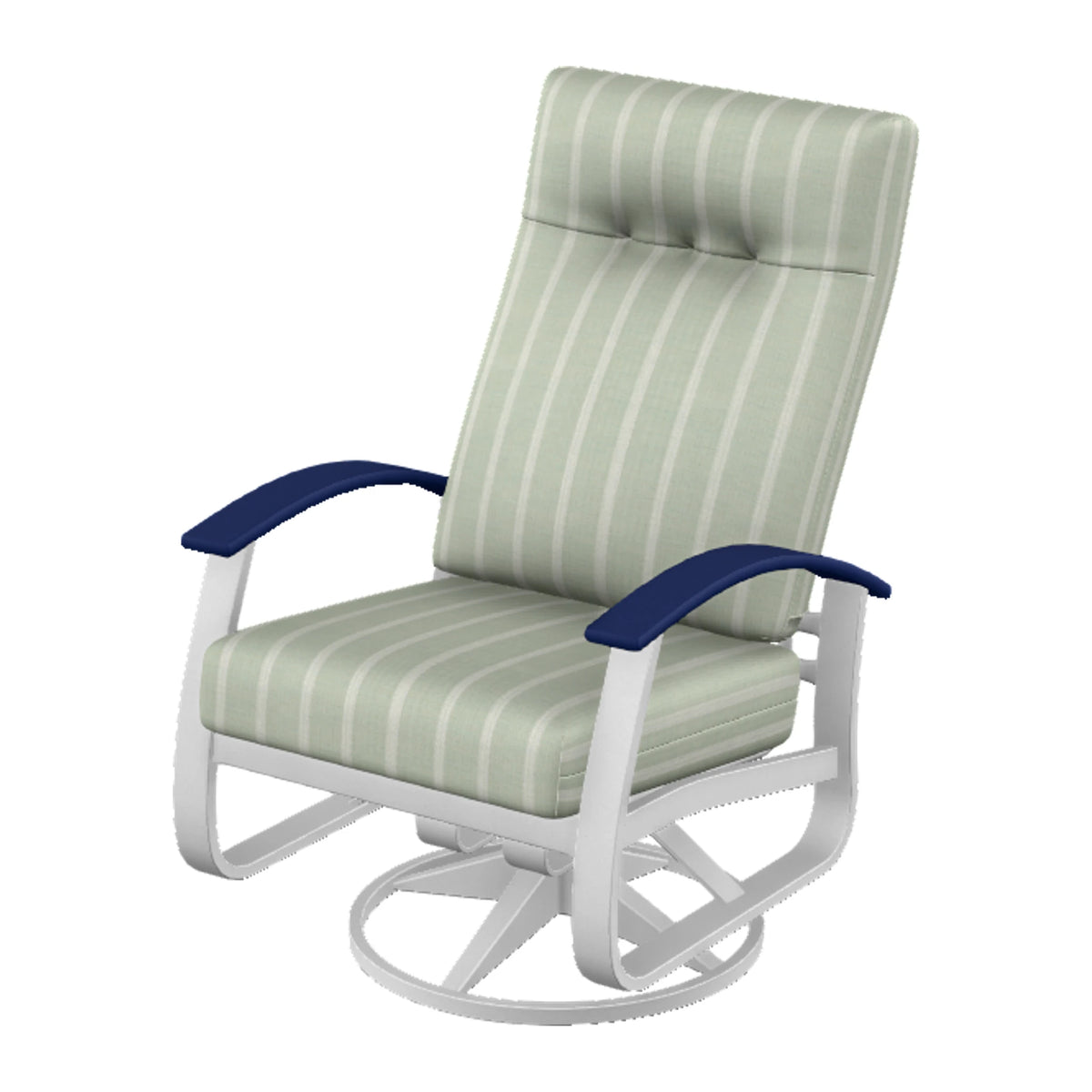 Belle Isle Cushion Supreme Height Swivel Rocker — White Txt PC / Navy Accents