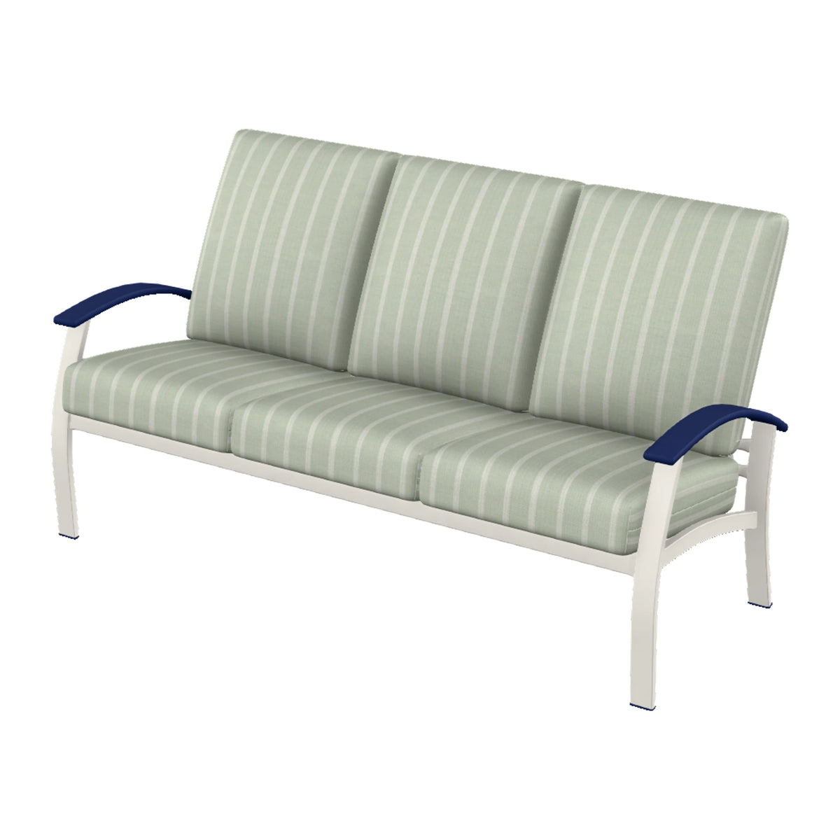 Belle Isle Cushion Sofa — Snow PC / Navy Accents