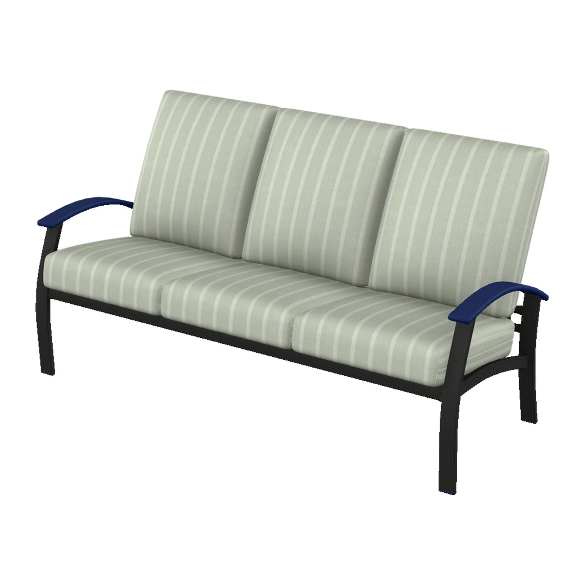 Belle Isle Cushion Sofa — Black PC / Navy Accents