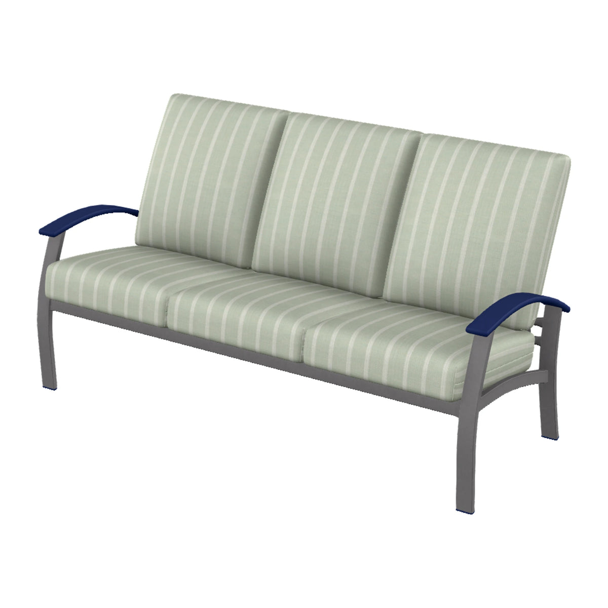 Belle Isle Cushion Sofa — Graphite Txt PC / Navy Accents