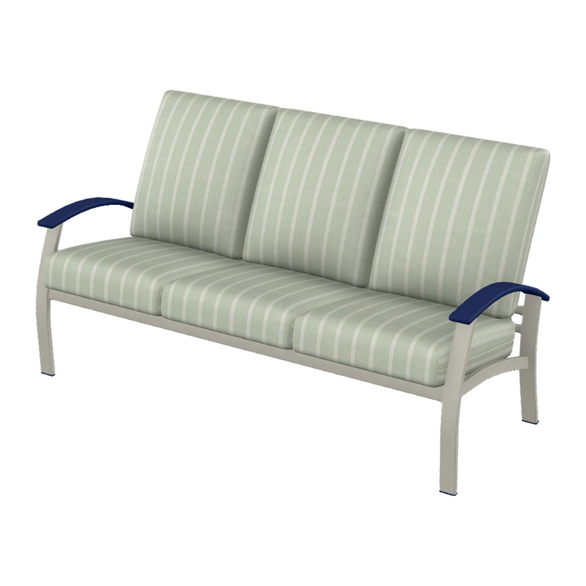 Belle Isle Cushion Sofa — Warm Grey PC / Navy Accents