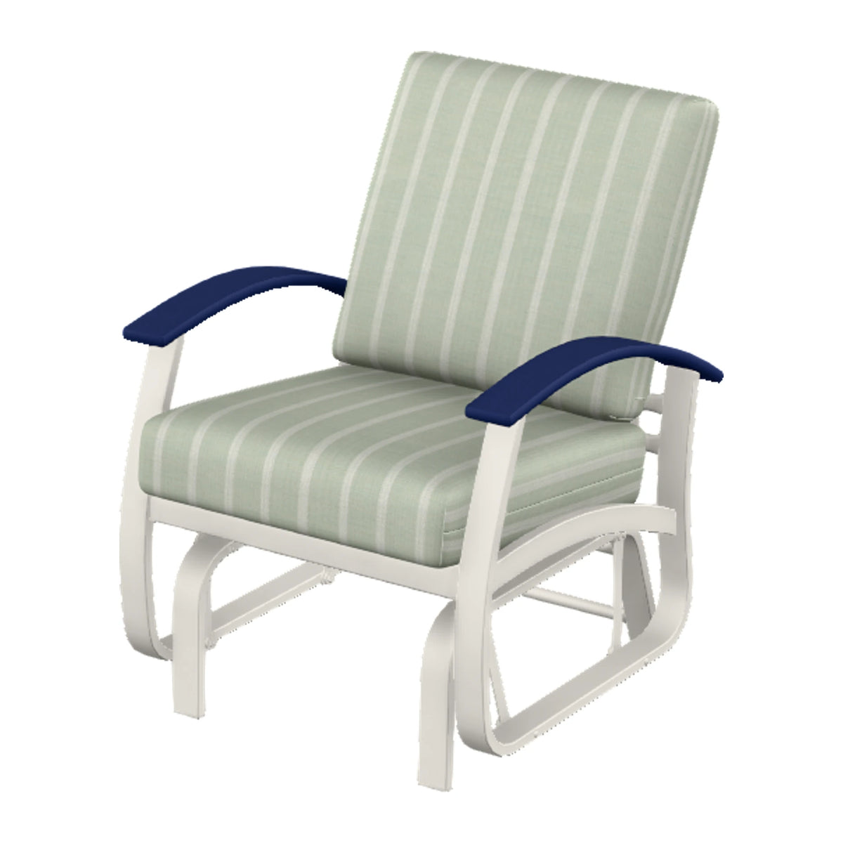 Belle Isle Cushion Single-Seat Glider — Snow PC / Navy Accents