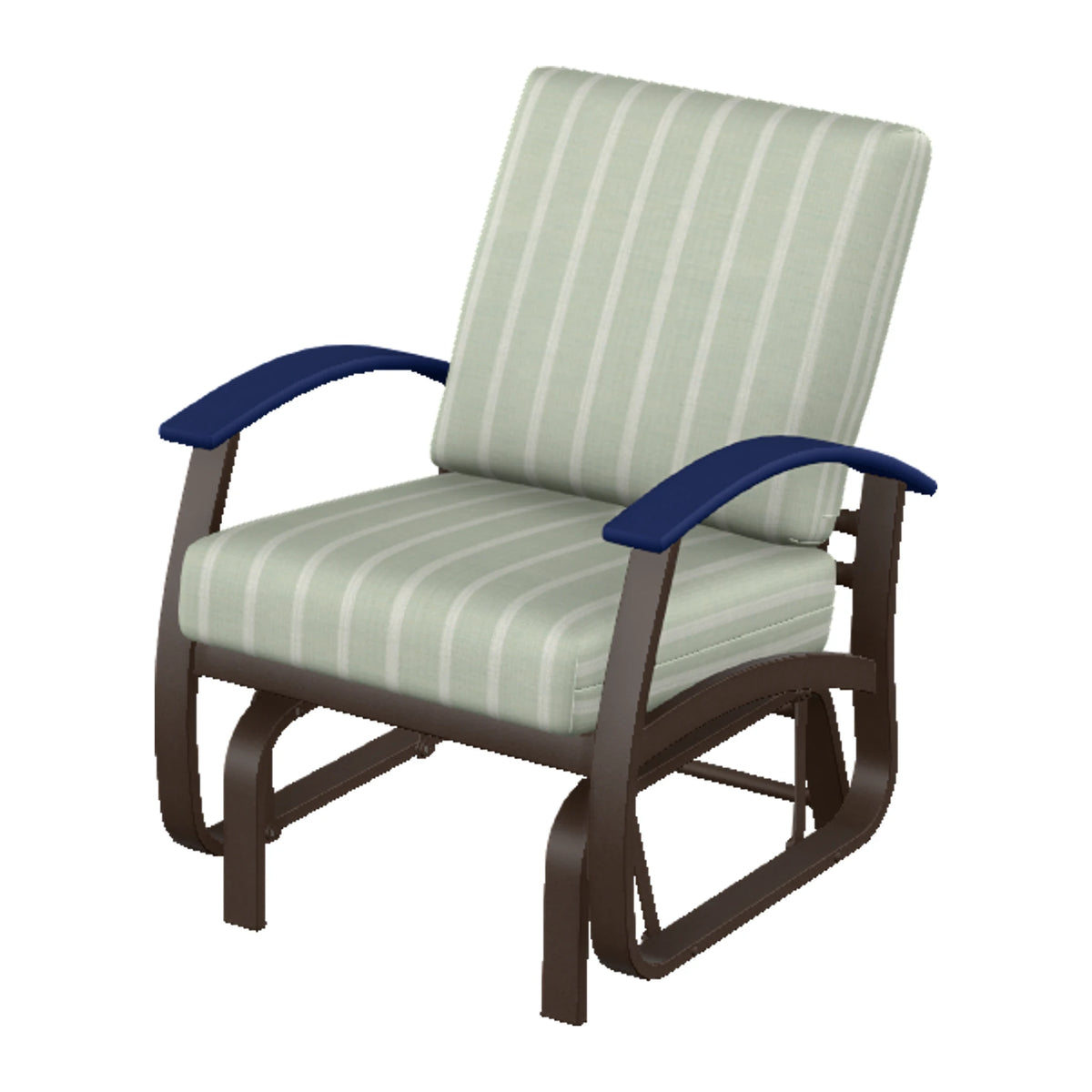 Belle Isle Cushion Single-Seat Glider — Kona PC / Navy Accents