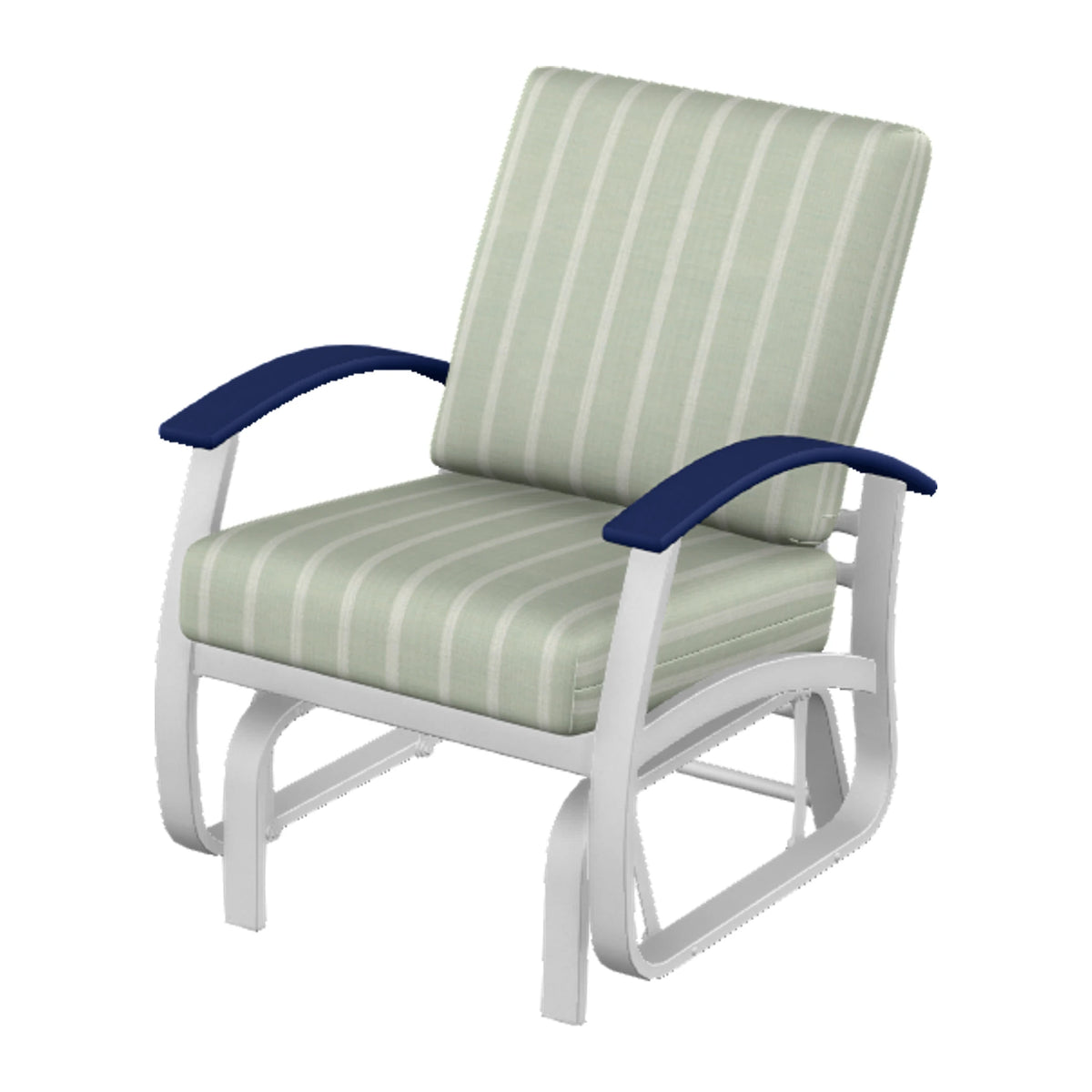 Belle Isle Cushion Single-Seat Glider — White Txt PC / Navy Accents