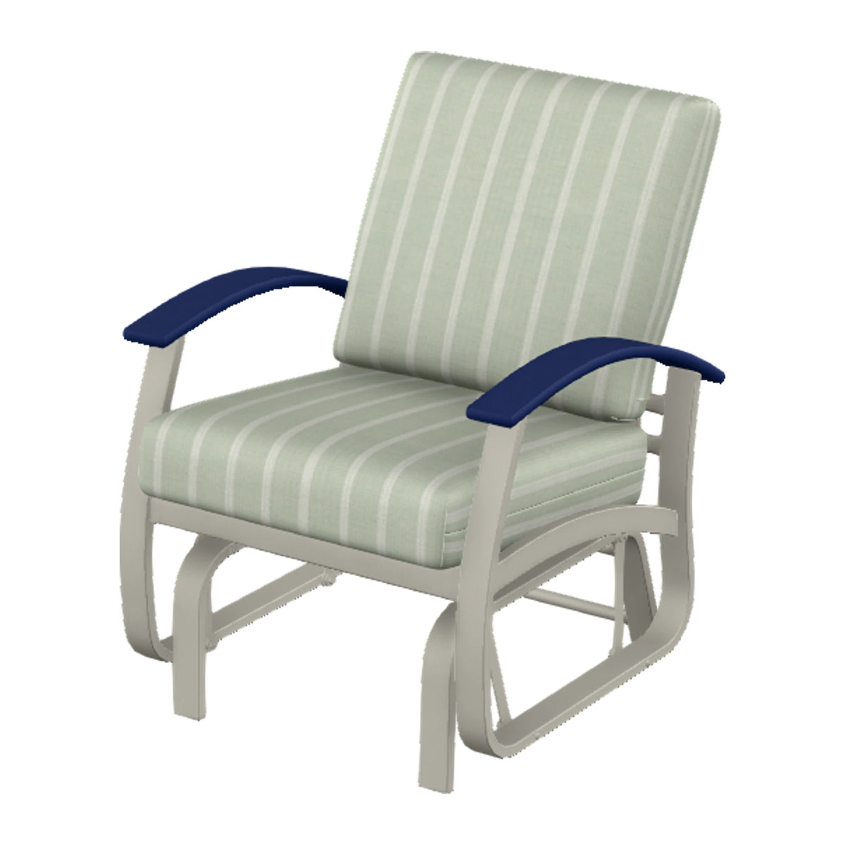 Belle Isle Cushion Single-Seat Glider — Warm Grey PC / Navy Accents