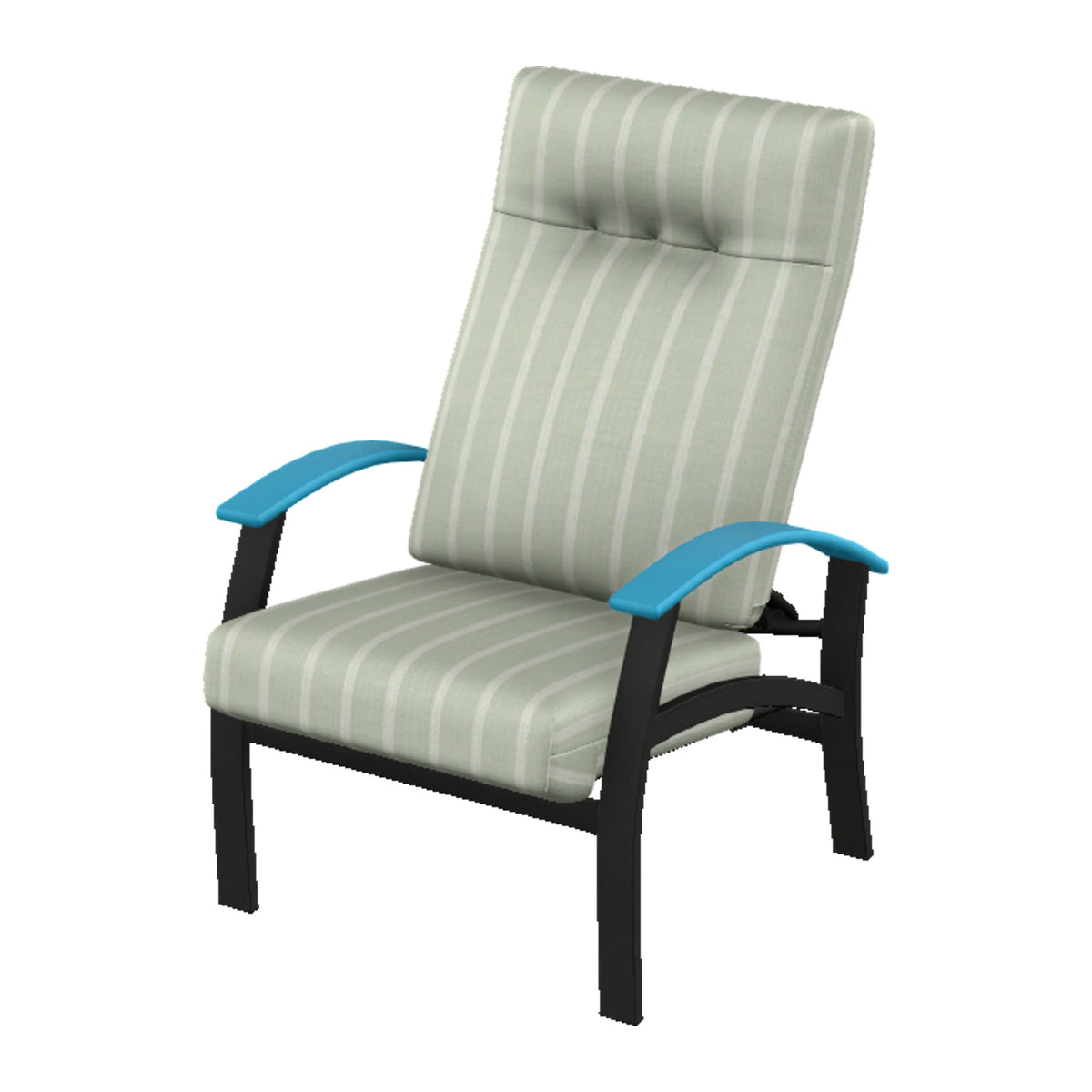 Belle Isle Cushion Supreme Height Adjustable Armchair — Black PC / Aqua Accents