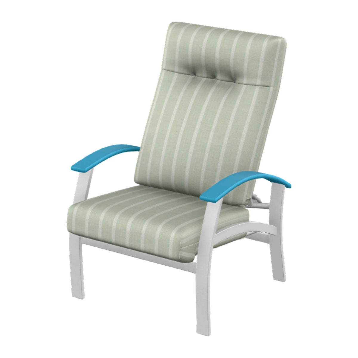 Belle Isle Cushion Supreme Height Adjustable Armchair — White Txt PC / Aqua Accents