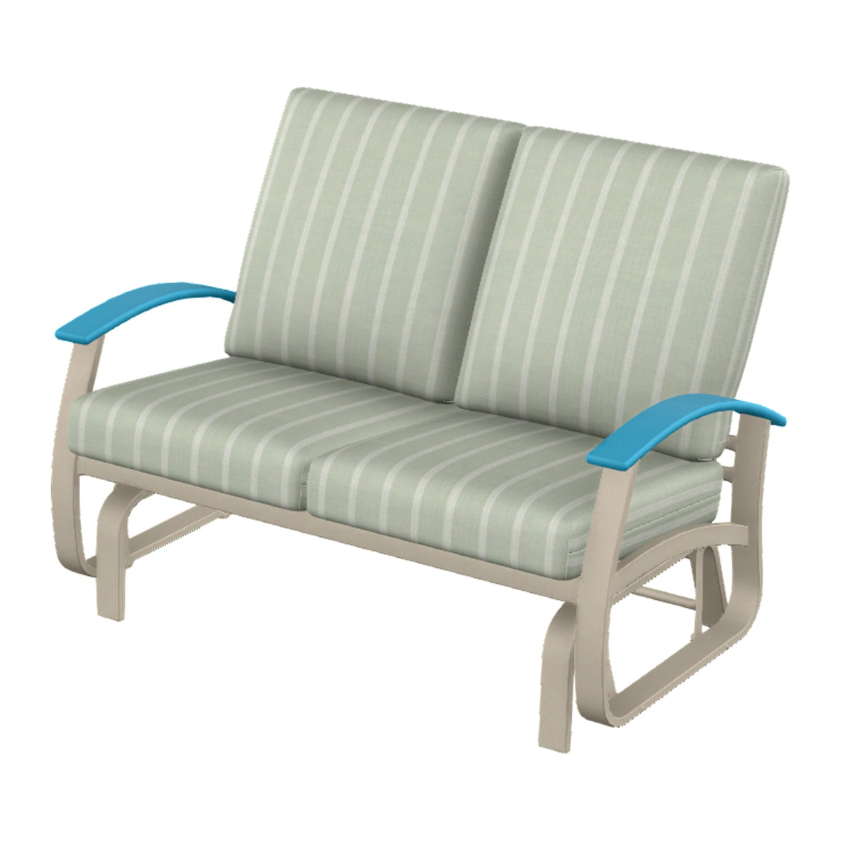 Belle Isle Cushion Loveseat Glider — Desert Sand PC / Aqua Accents