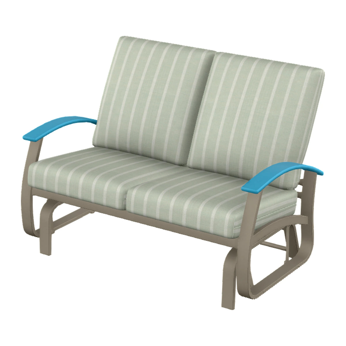 Belle Isle Cushion Loveseat Glider — Storm PC / Aqua Accents